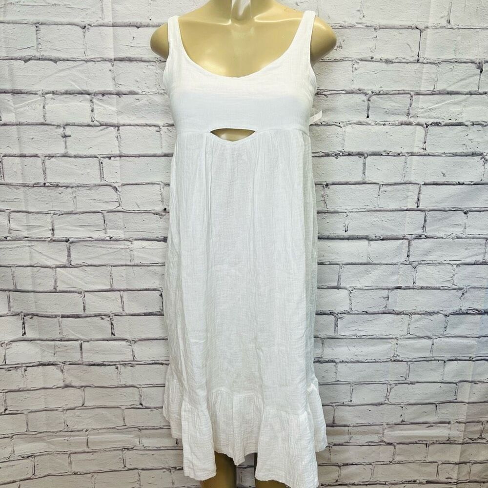 Stich Drop Womens White Cutout Ruffle Hem Dress Size Small NWOT